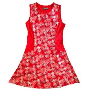 PGA Tour Womens golf dress XS Playful Floral Print red white orange sleeveless